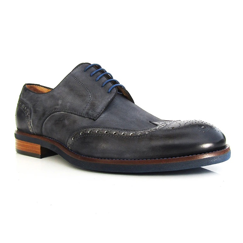 Jose Real Bonari Nubuck Wingtip Antracite / Grey | MensDesignerShoe.com