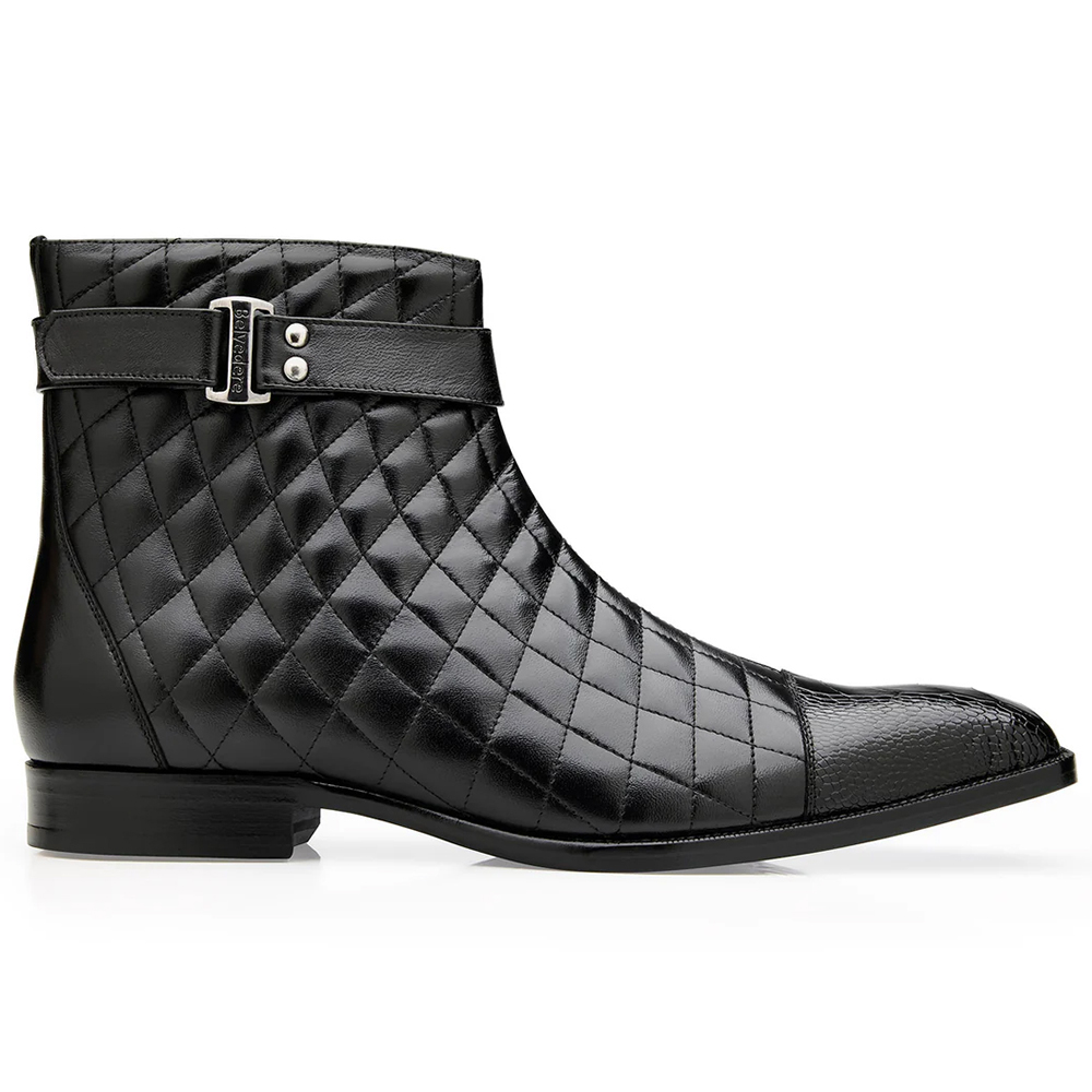 Belvedere Libero Ostrich & Quilted Leather Boots Black (R80) Image