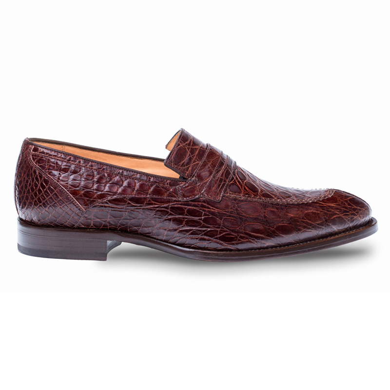 Mezlan Bixby Crocodile Loafer Shoes Brown | MensDesignerShoe.com