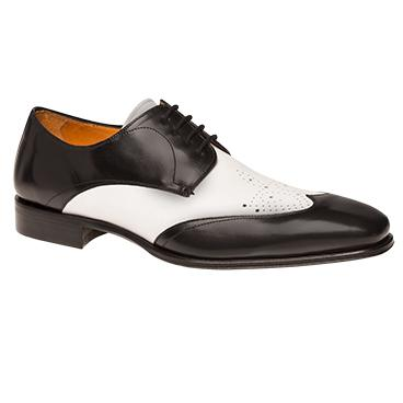 Mezlan Chapi Wingtip Spectator Shoes Black / White | MensDesignerShoe.com