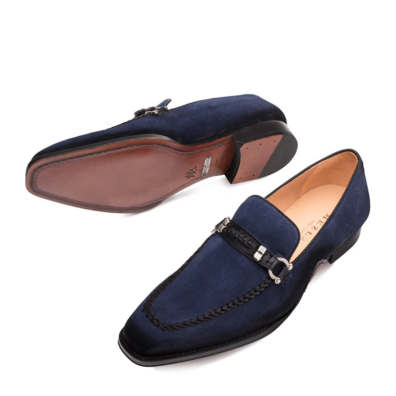 Mezlan Halsey Suede Slip-on Shoes Blue (9728) | MensDesignerShoe.com