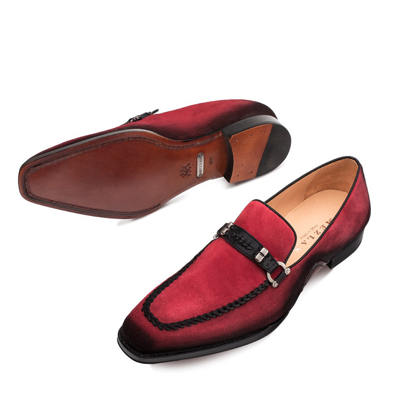 Mezlan Halsey Suede Slip-on Shoes Red | MensDesignerShoe.com