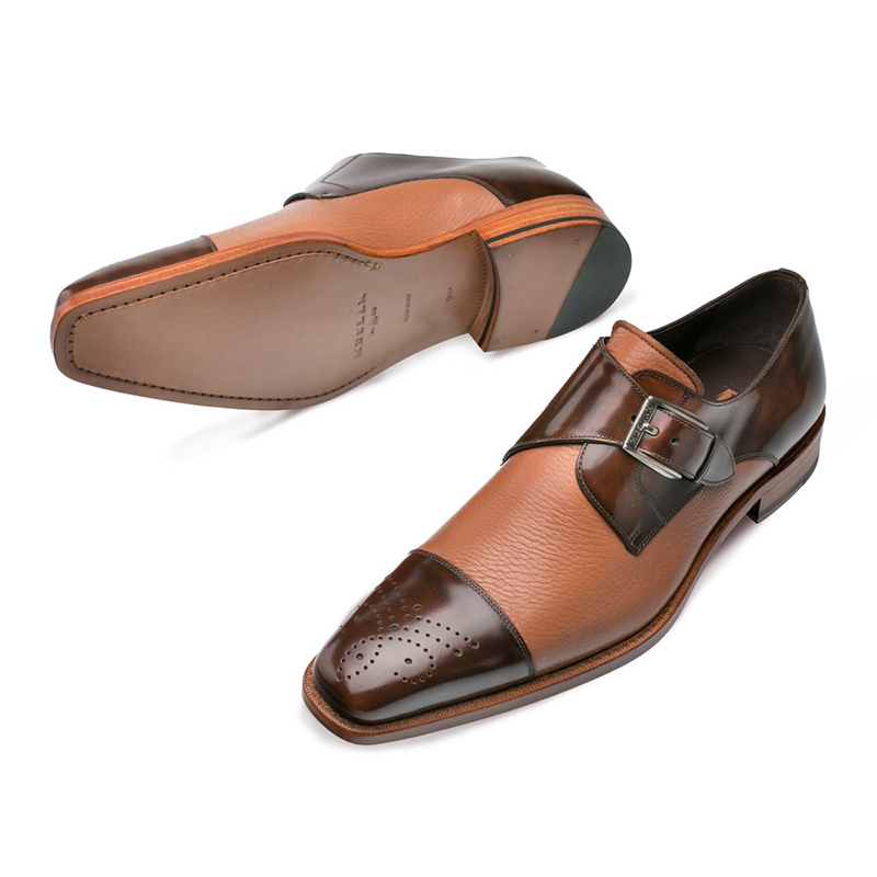 Mezlan Phoenix Calfskin / Deerskin Shoes Camel | MensDesignerShoe.com