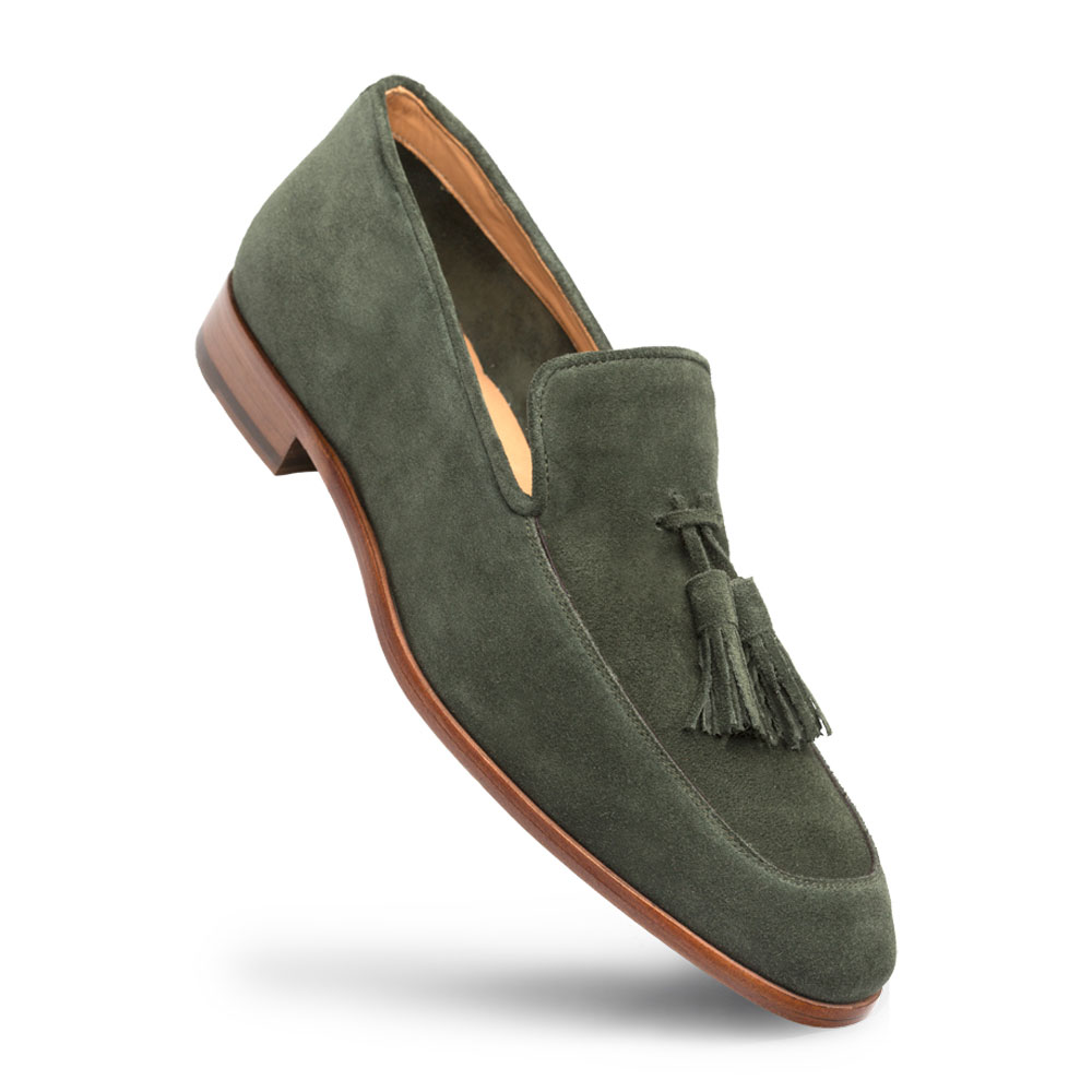 Mezlan R607 Suede Tassel Loafers Green | MensDesignerShoe.com