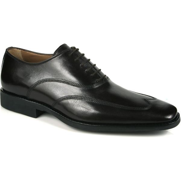 Michael Toschi Luciano Wing Tip Shoes Black | MensDesignerShoe.com