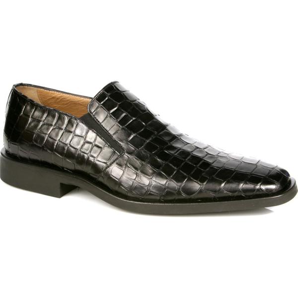 Michael Toschi Rocco Crocodile Print Loafers Black | MensDesignerShoe.com