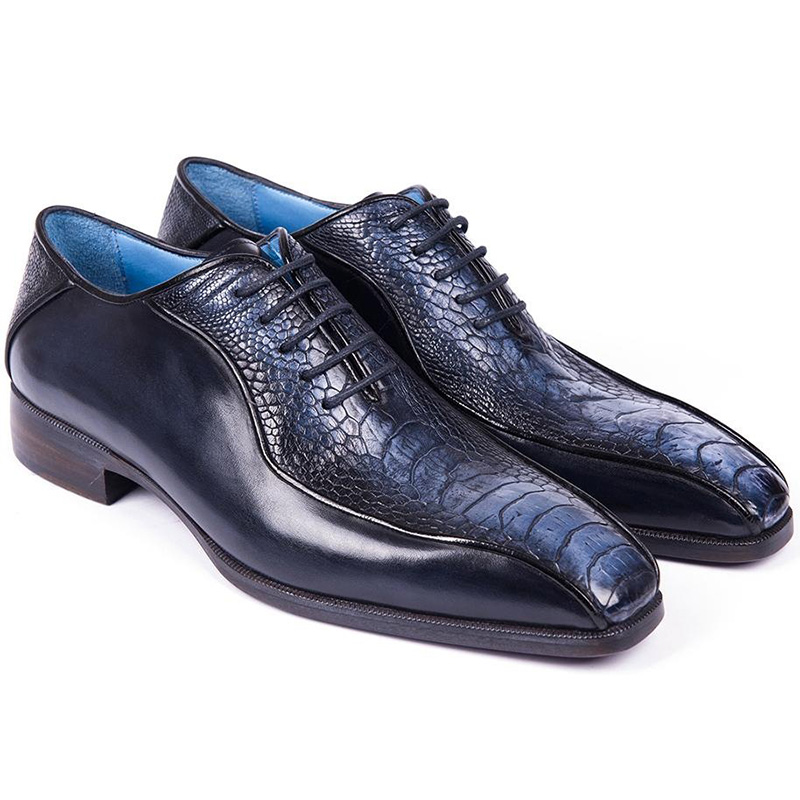 Paul Parkman Genuine Ostrich Leg Bicycle Toe Oxfords Navy ...