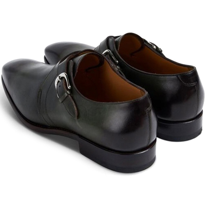 Paul Stuart Galante Monk Strap Shoes Dark Green | MensDesignerShoe.com