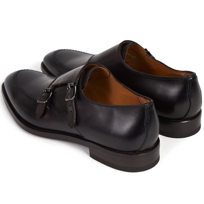 Paul Stuart Morgan Double Monk Strap Shoes Ebony | MensDesignerShoe.com