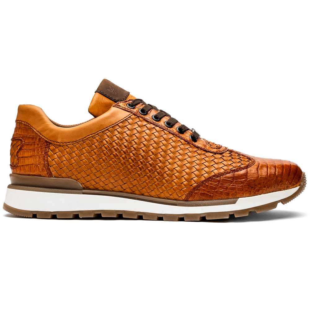 Marco Di Milano Roma Caiman Crocodile Woven Sneakers Brandy Image