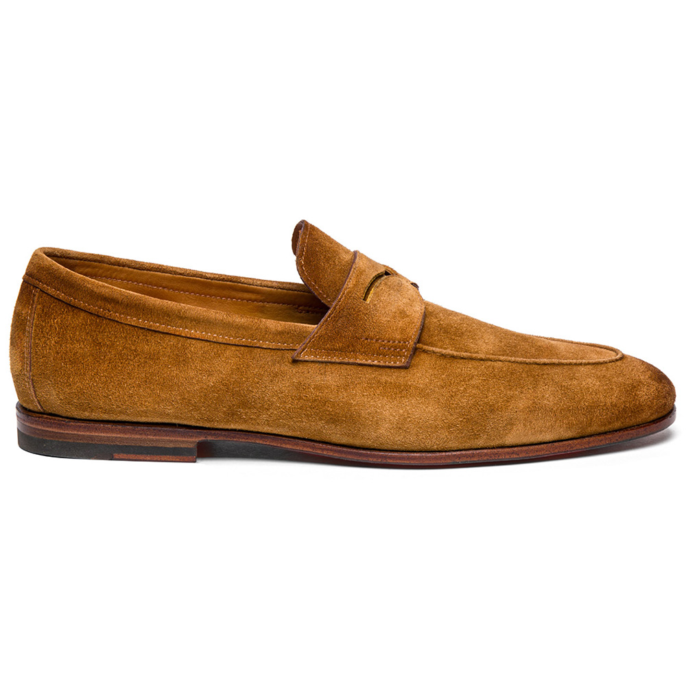 Santoni CARLOS-P-EAAC39 Suede Penny Loafer Light Brown Image