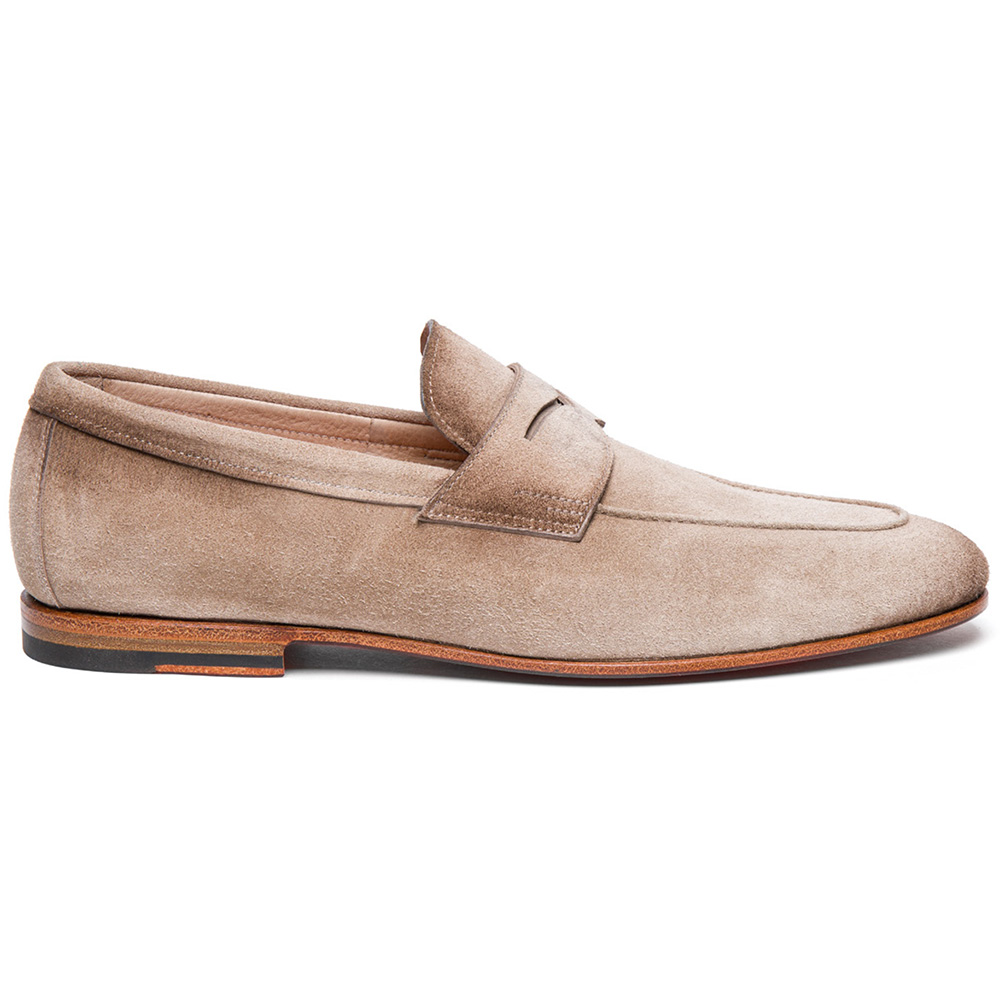 Santoni CARLOS-P-EAAM13 Suede Penny Loafer Brown Image