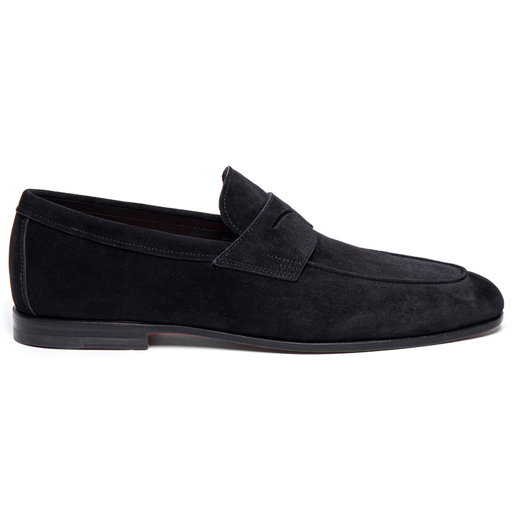 Santoni CARLOS-P-EAAN01 Suede Penny Loafer Black Image