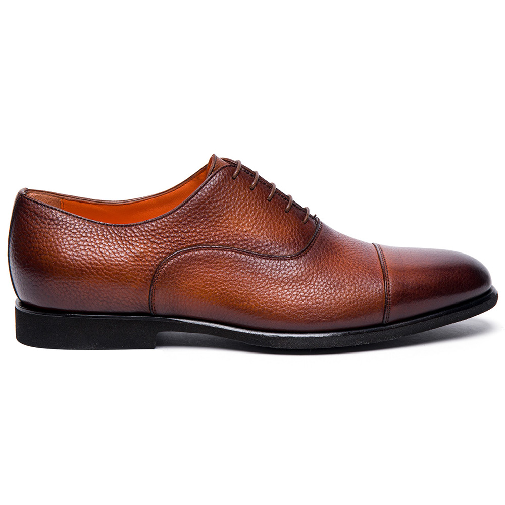 Santoni DARIAN-B-SDSM39 Tumbled Calfskin Oxfords Brown Image