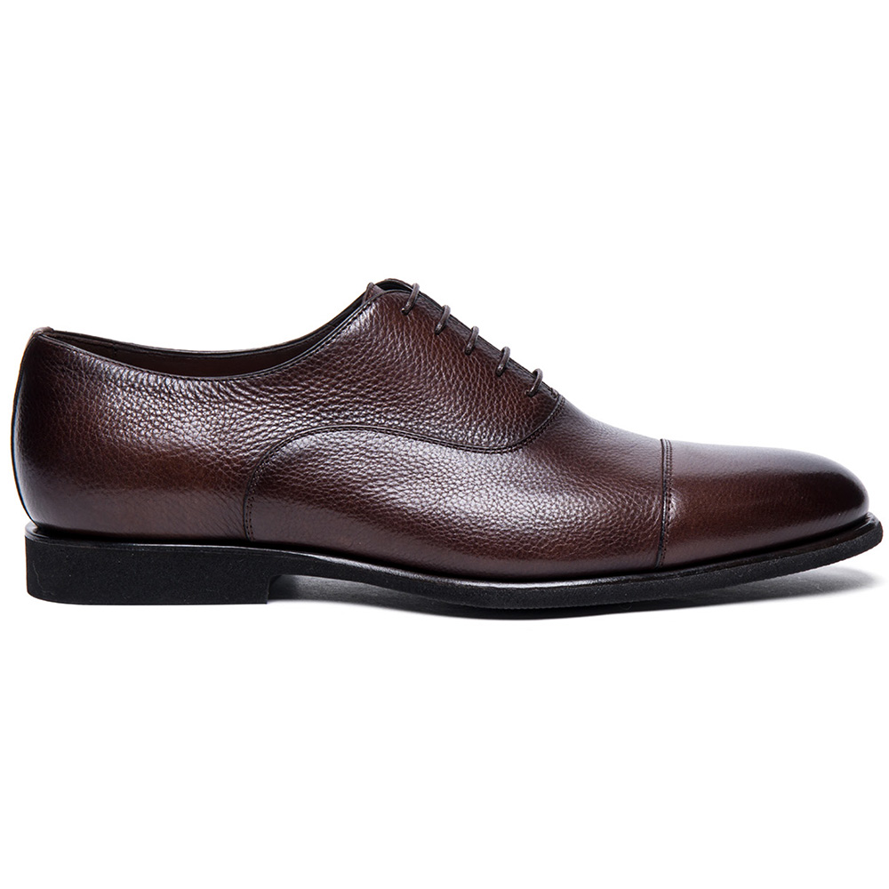 Santoni DARIAN-B-SDST50 Tumbled Calfskin Oxfords Dark Brown Image