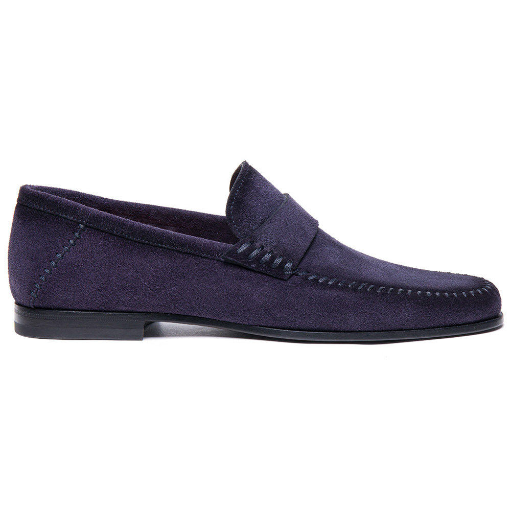 Santoni PAINE-RVRU59 Suede Penny Loafer Blue Image