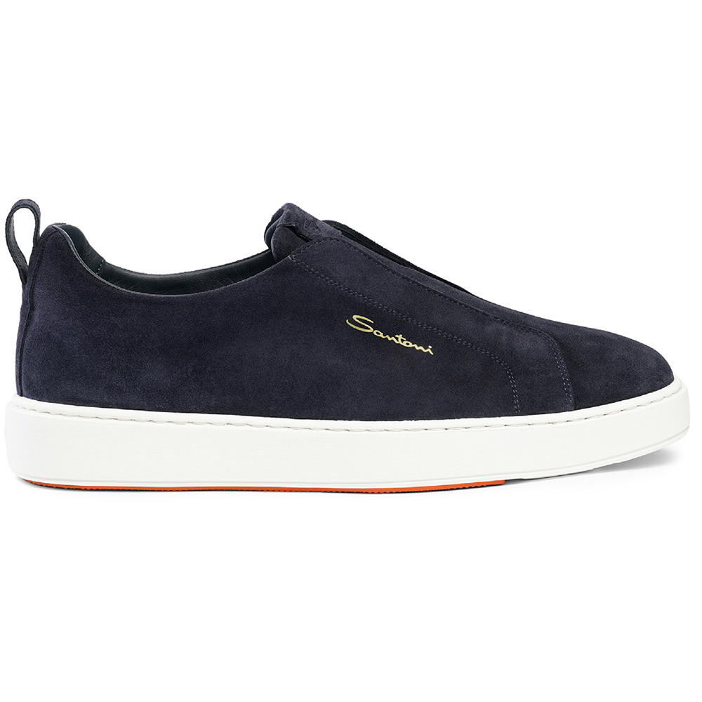 Santoni VICTOR-SEYU60 Suede Slip-On Sneaker Blue Image