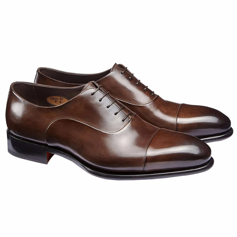 Santoni Isaac V1 Toe Cap Oxford Shoes Dark Brown | MensDesignerShoe.com