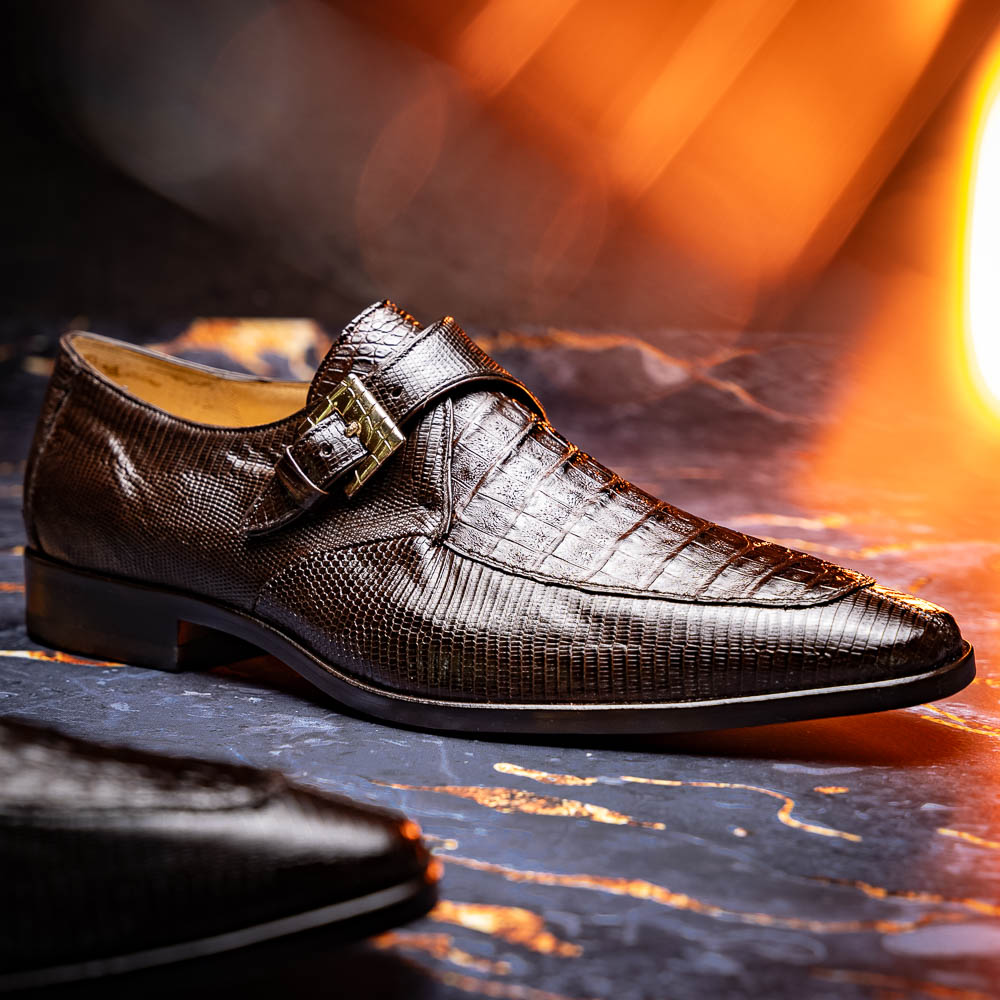 Marco Di Milano Toluca Crocodile & Lizard Monk Strap Brown ...