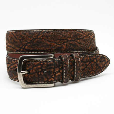 Torino Leather Antiqued African Elephant Belt Cognac | MensDesignerShoe.com