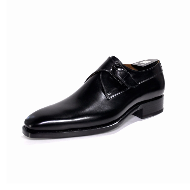 Ugo Vasare Edward Monk Strap Shoes Black | MensDesignerShoe.com