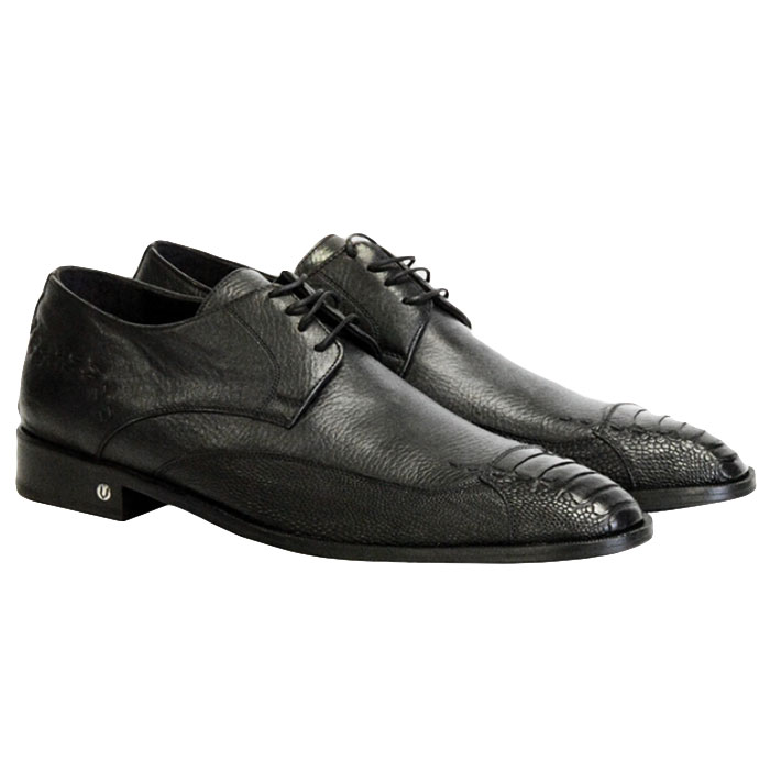 Vestigium Ostrich Leg Oxford Shoes Black | MensDesignerShoe.com