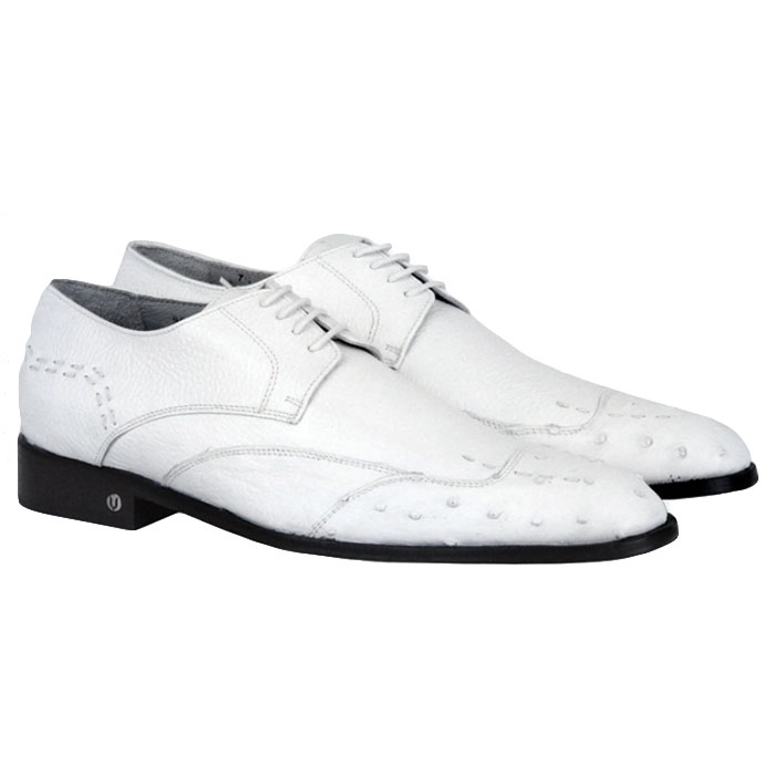 Vestigium Ostrich Oxford Shoes White | MensDesignerShoe.com