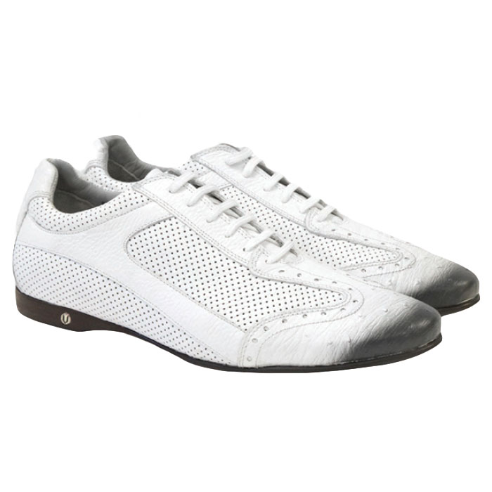 Vestigium Ostrich Sneakers Faded White | MensDesignerShoe.com